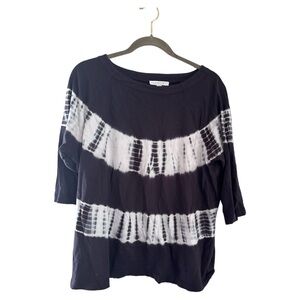 Purejill J.Jill grey blue white shibori tie dye organic cotton top size medium